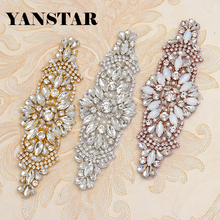 YANSTAR-cuentas de cristal de oro rosa para vestido de novia, accesorio para coser diamantes de imitación, apliques para faja, venta al por mayor, 10 Uds., YS856 2024 - compra barato