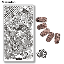 Mezerdoo-Plantilla de estampado para uñas, herramienta de decoración con diseño de flores de encaje, plantilla de estampado para Nail Art, C32 2024 - compra barato