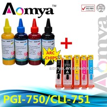 Combined sale!100ml Cheap UV resistant dye ink + Empty refillable cartridge PGI-750/CLI-751 for Canon PIXMA MG5470/IP7270/MX922 2024 - buy cheap