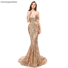 Forevergracedress Gold Prom Dresses 2019 Off Shoulder Backless Holidays Graduation Wear Party Gowns Plus Size Custom Made 2024 - buy cheap