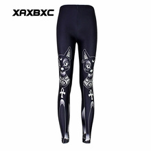 Novo 3505 sexy menina mulheres dos desenhos animados gato preto cruz 3d impressões poliéster elástico calças leggings de fitness 2024 - compre barato