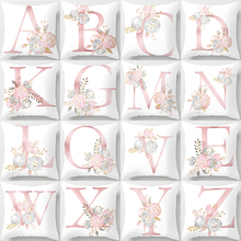 Fronha de almofada com letras flor rosa, capa de assento para carro sofá de cintura decoração para casa capa de almofada vindicador 2024 - compre barato