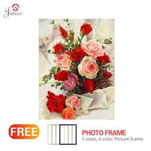 Pintura de diamante de flor rosa 5d, faça você mesmo, bordado, completo, redondo, strass, mosaico, decoração de casa, presente com moldura 2024 - compre barato