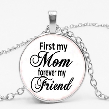 Mother's Gift First My Mom Forever My Fviend Glass Jewel Cabochon Pendant Necklace Punk Style Jewelry 2024 - buy cheap