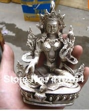 Elegant oblation Hight 15CM Green Tara Buddha silver statue 2024 - buy cheap