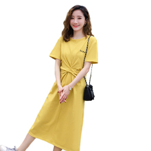 2019 Korean Fashion Summer New Short-sleeve Maternity Dress Casual Pregnancy Dresses Round Neck Clothes for Pregnant Women 2024 - buy cheap