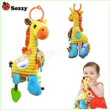 Adorável dos desenhos animados girafa padrão brinquedos do bebê musical chocalho sino pelúcia crianças puzzle boneca 2024 - compre barato