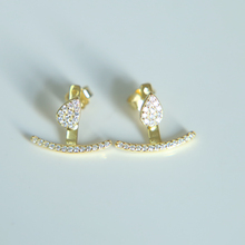 gold rose silver 3 color 100% 925 sterling silver ear jacket duoble sided tear drop studs micro pave cz dainty cute earring 2024 - buy cheap