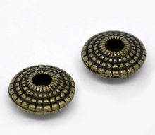 DoreenBeads Zinc metal alloy Spacer Beads Round Antique Bronze Dot Pattern Color Plated About 8mm Dia,Hole:Approx 1.9mm,15 PCs 2024 - buy cheap