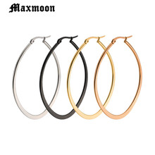 Maxmoon Hot Sale Ellipse Shape Hoop Earrings 2018 Trendy Style Stainless Steel Big Circle Earring For Party And Engegement 2024 - buy cheap