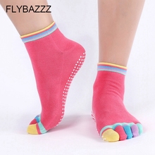 New Colorful yoga socks Women Cotton Non Slip Massage Five Toe Socks Dance Gym Sport Full Fingers Grip Short Ankle Pilates Socks 2024 - buy cheap