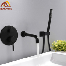 Quyanre-torneira misturadora para banheira, cor preta, cromada, com rotação de 360 °, misturador de única alavanca, para montagem na parede 2024 - compre barato