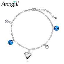 Heart Female Anklets Crystals from Swarovski Barefoot Sandals Foot Jewelry Anklets On Foot Ankle Bracelets For Women Leg Chain 2024 - buy cheap