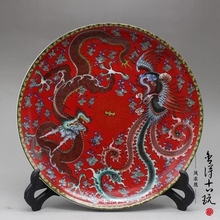 Cerámica antigua exquisita, Dragón Rojo, Fénix, plato de porcelana, sala de estar, decoración de casa nueva 2024 - compra barato