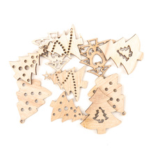 Mix Wooden Christmas Tree Pattern Hanging Ornament Charm Scrapbooking Handmade Accessory Home Decoration DIY 44mm 10pcs MZ188 2024 - buy cheap