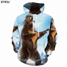 Sudaderas con capucha KYKU 3d para hombre 2018 con estampado de oso ruso en 3d, Sudadera con capucha de Animal, música de Guerra, ropa informal de hombre, ropa de calle con capucha 2024 - compra barato