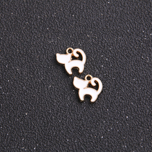 8pcs 13*13mm Alloy Metal Drop Oil Animal White Small Cat Charms Pendant For DIY Bracelet Necklace Jewelry Making 2024 - buy cheap