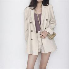 Fashion suit Women Summer New Leisure Korean version of loose cotton/linen small suit jacket shorts suit linen two-piece women 2024 - buy cheap