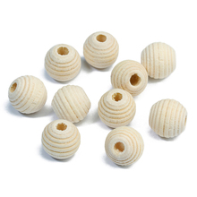 50pcs Striped Unfinished Wood Natural Round Wooden Beads Loose Beads 12mm 2024 - buy cheap