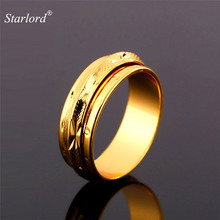 Starlord-Anillos de marca para hombre y mujer, 6MM, con caja de regalo, Color dorado, venta al por mayor, anillo circular giratorio R106 2024 - compra barato