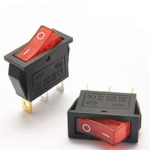 4pcs/lot Mini Boat Rocker Switch AC 250V 16A / AC 125V 20A 3 Pin ON/ON SPST Snap in with RED LED Light 13mm*30mm 2024 - buy cheap
