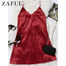 ZAFUL Spaghetti Strap Mini Summer Dress Deep V Neck Solid Women Dresses New Fashion Sleeveless Sexy Casual Ladies Dress Robes 2024 - buy cheap