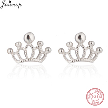 Jisensp 925 Sterling Silver Princess Crown Stud Earrings for Women Wedding Earrings Fine Jewelry Brincos Christmas Accessories 2024 - buy cheap