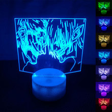 Ataque em titan eren lâmpada de mesa 3d novidade led nightlight shingeki não kyojin decoração para casa 7 mudança de cor da noite crianças presentes de natal 2024 - compre barato