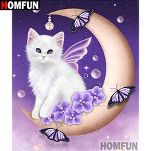 HOMFUN-pintura de diamante 5D DIY "Gato de dibujos animados", bordado de diamantes de imitación cuadrados o redondos, estilo punto de cruz 3D, decoración para el hogar, A01647 2024 - compra barato