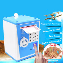 Hucha electrónica con huella dactilar para niños, alcancía creativa con contraseña de ATM, caja de dinero en efectivo, Caja de Ahorro de monedas para niños, regalo de cumpleaños y Navidad 2024 - compra barato