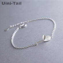 Uini-tail-pulsera de plata de ley 925 con pequeñas hojas de ginkgo, joyería sencilla de alta calidad, moda coreana 2024 - compra barato