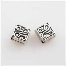 New 100Pcs Tibetan Silver Color Flower Square Spacer Beads Charms 5mm 2024 - buy cheap