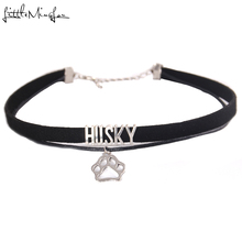 Inglminglou-gargantilla de HUSKY para Mujer, Collar de terciopelo con colgante de perro, gargantilla de mano, joyería 2024 - compra barato