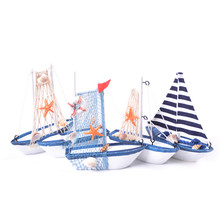 1pc 13*12cm Mini Sailing Boat Model Nautical Home Decor Cloth Sailboat Model Flag Table Ornament Wood Crafts Toy Kids Gift 2024 - buy cheap