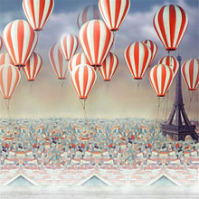 Balões de Ar quente Pano de Fundo para a Fotografia de Casamento Impresso Paris Vista Cidade Torre Eiffel Photo Studio Fundos Piso De Madeira 2024 - compre barato