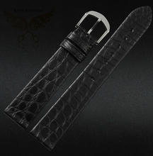 Pulseira para relógio, 18mm, 20mm, preto, marrom, ultrafino, couro de crocodilo genuíno, pulseira para relógio com fecho dourado 2024 - compre barato