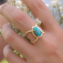 Женское кольцо в стиле бохо, желтое золото, свадебные ювелирные изделия, обручальные кольца обещания для женщин, милое большое кольцо в форме капли воды 2024 - купить недорого