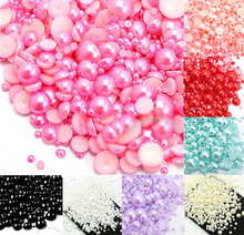 500Pcs Mixed 2-10mm Dark Pink Half Round Pearl Beads Craft Cabochon Scrapbook Decoration Flatback Nail Art Garment Beads DIY 2024 - buy cheap