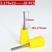 3.175mm*22mm,Freeshipping,CNC wood tool,carbide End Mill,woodworking insert router bit,2 straight flute end mill,MDF,PVC,Acrylic 2024 - buy cheap