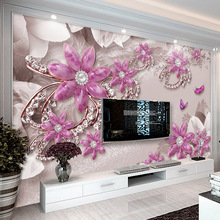 Пользовательские фотообои 3D стерео ювелирные изделия цветок гостиная ТВ диван фон настенный Декор стены ткань Papel De Parede 3D Paisagem 2024 - купить недорого