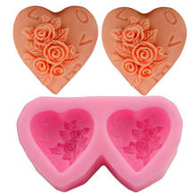 Silicone Double Hearts Fondant Mold Wedding Cake Mould Baking Cookies Decor AC081 2024 - buy cheap