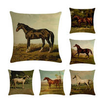 Various Cartoon Colorful Horse Cushion Cover Cotton Linen Thow Pillow Cover Cushion Case Seat Bedroom Decorative Pillows ZY273 2024 - buy cheap