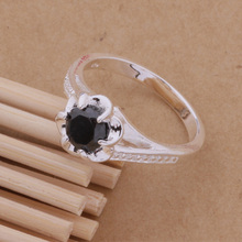 Anel de prata ar096, joias fashion, pedra negra dupla/araixya ahlaiysa 2024 - compre barato