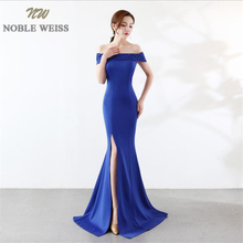 NOBLE WEISS In Stock Prom Dress Deep Boat Neck Sexy Thigh High Slits Slim Simple Hot Sell Mermaid Handmade 2024 - buy cheap