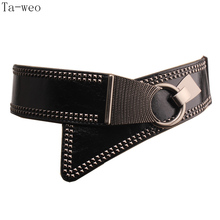 Ta-weo-anchos cinturones elásticos para mujer, faja de PU Punk con remaches, fajas elegantes, cinturones generosos para mujer 2024 - compra barato