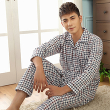 Thoshine conjunto pijama 100% algodão masculino, camiseta top e calça roupas para dormir primavera outono inverno vestuário casual casa 2024 - compre barato