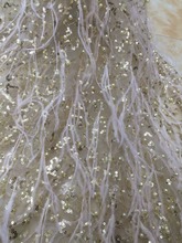 Tela de encaje Nigeriano para vestido de novia, S-12943 de encaje francés, plumas especiales 2024 - compra barato