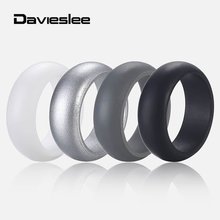 Davieslee New Design Environmental Silicone Wedding Ring for Men Rubber Wedding Bands Flexible Rings 4pcs/set 8-12 Size DSRM02A 2024 - buy cheap