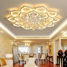 Luminária de teto em acrílico led com cristal de lótus criativa, luminária de teto comercial com lâmpadas led para sala de estar, quarto, estudo, sala de jantar