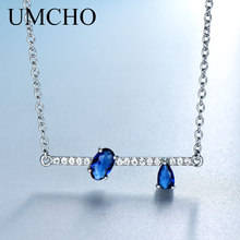 UMCHO подлинное серебро 925, ювелирное изделие неправильный овал, создан синий сапфир, цепочки, ожерелья, подвески для женщин, Помолвочные подарки 2024 - купить недорого